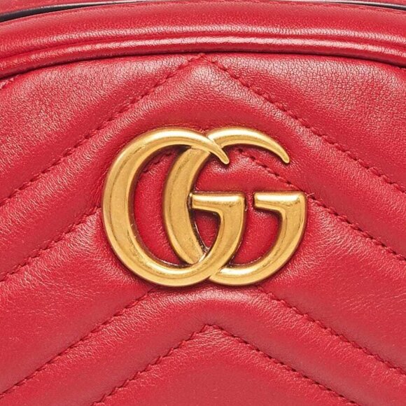 Gucci Red Quilted Leather GG Marmont Waist Belt Bag - Picture 5 of 11